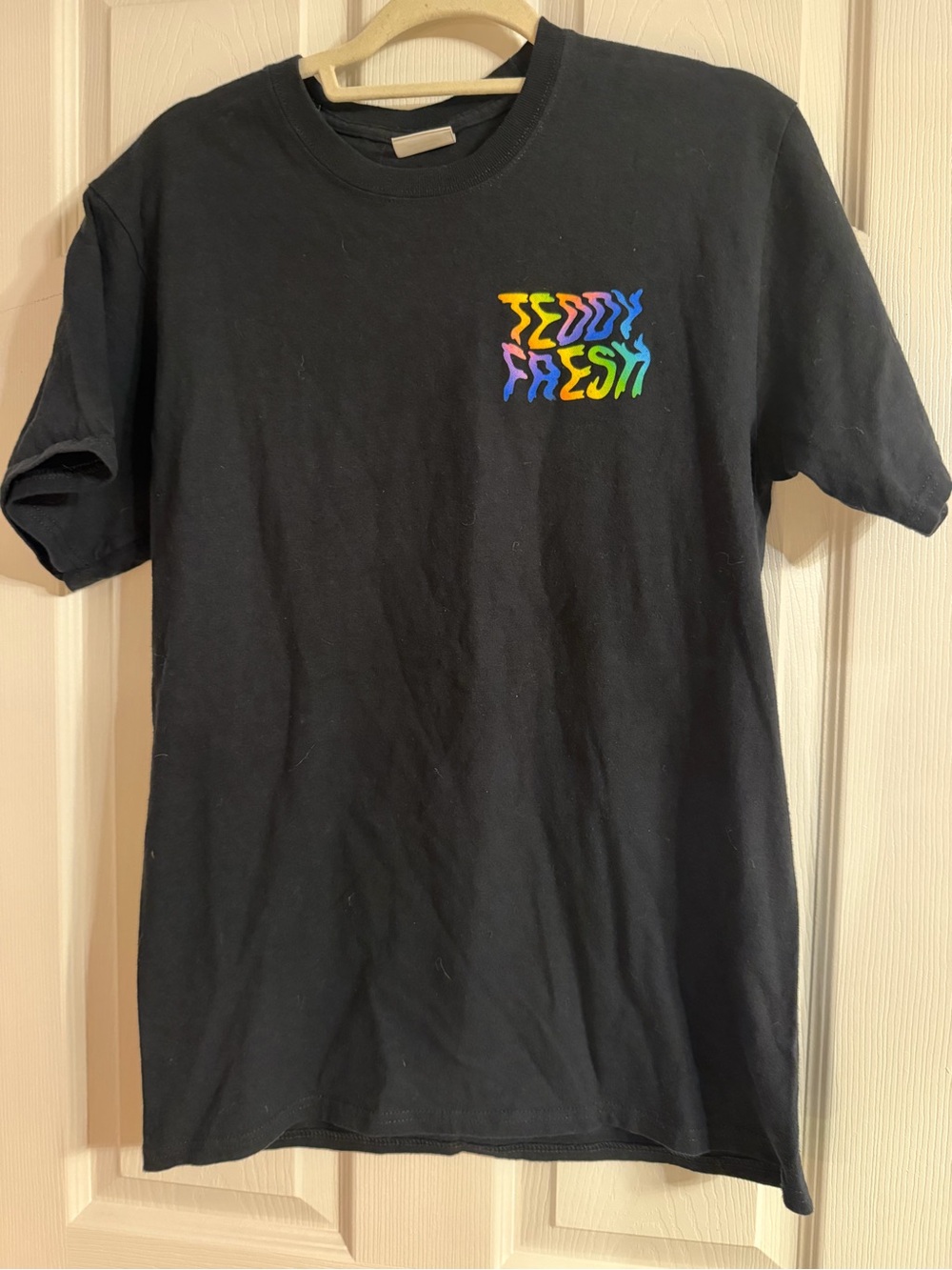 Teddy Fresh Black Crew Neck Short Sleeve Graphic Logo T-Shirt Size M